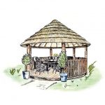 Coloured sketch of 3.5 metre thatched gazebo